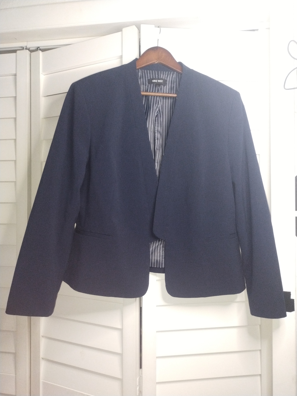 Nine West Navy Open-Front Collarless Blazer Size 14